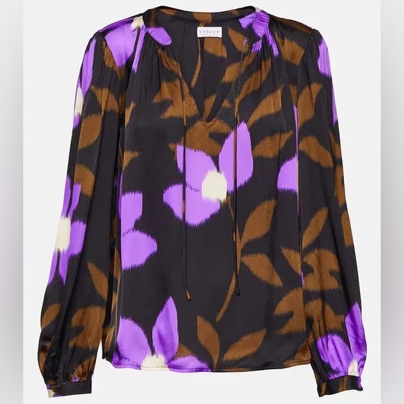 SOLD * VELVET by Graham + Spencer Isa Printed Blouse Size XL - Picture 4 of 16